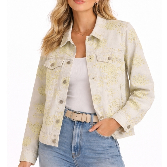 G by Giuliana Jackets & Blazers - G by Giuliana Eyelet Embroidered Denim Jacket Medium